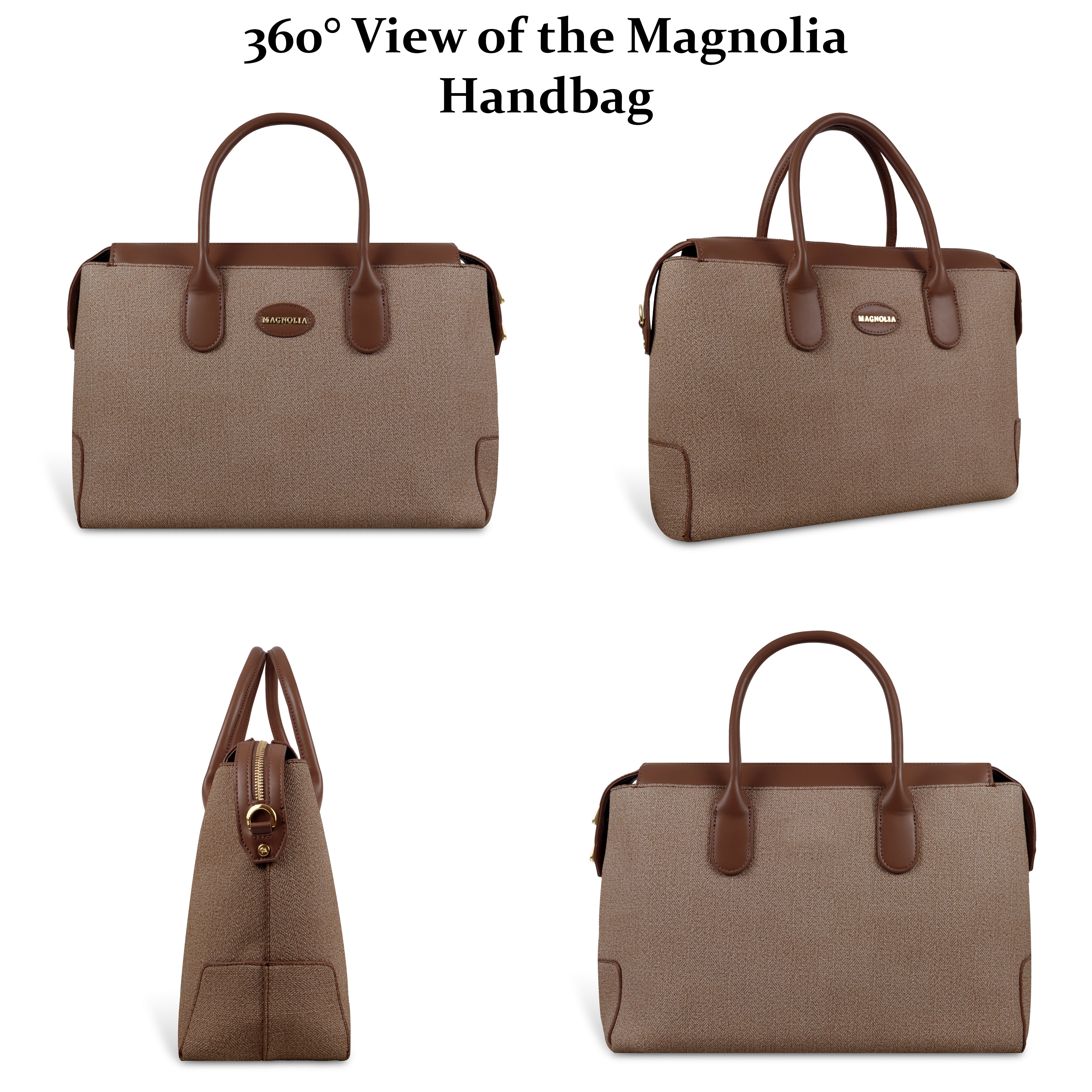 Magnolia Elegant Structured Handbag for Women - Premium Shoulder Tote with Top Handles & Detachable Strap
