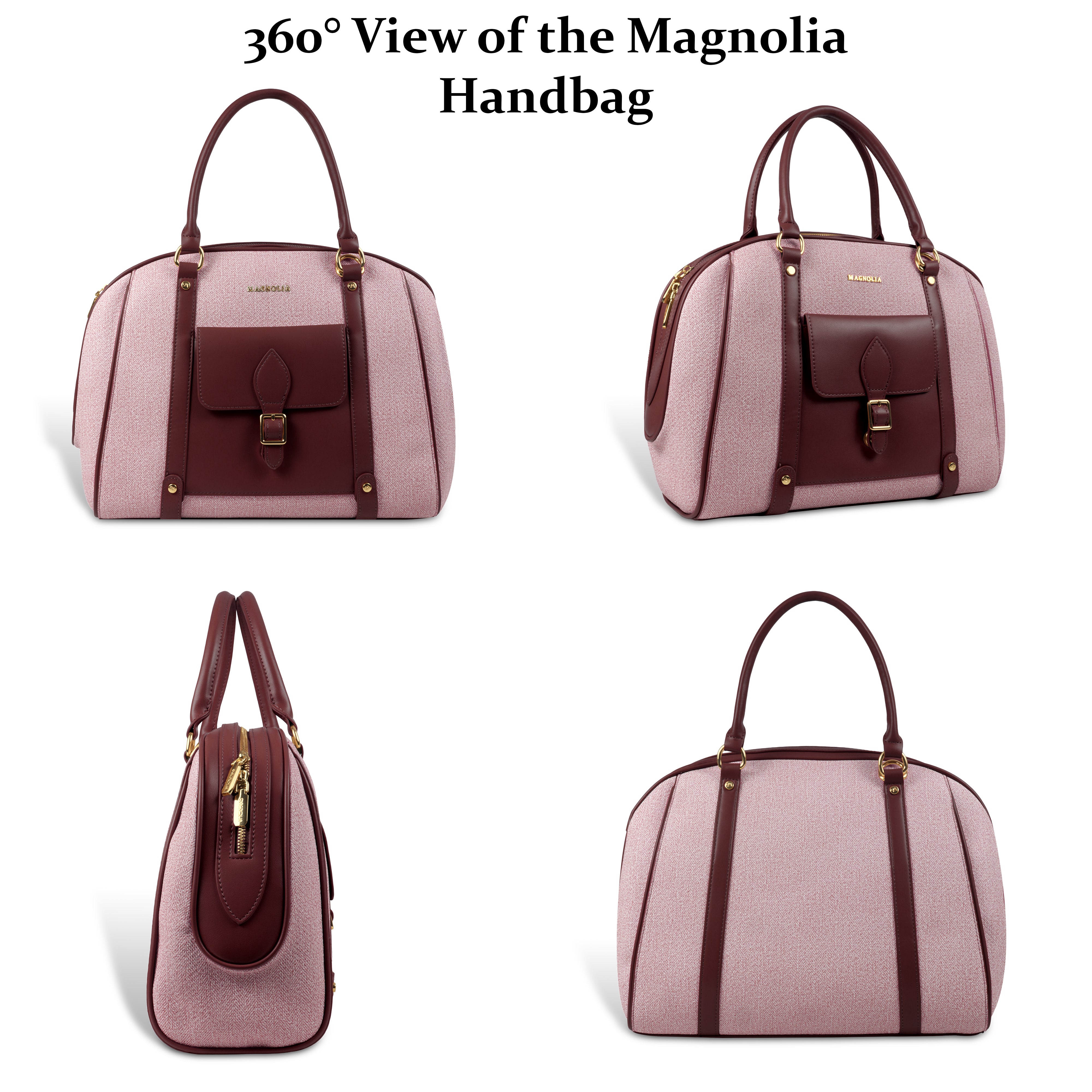 Magnolia Elegant Leatherette Handbag for Women with Detachable Strap