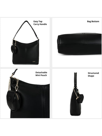 Magnolia PU Leather Women Black Tote Bag