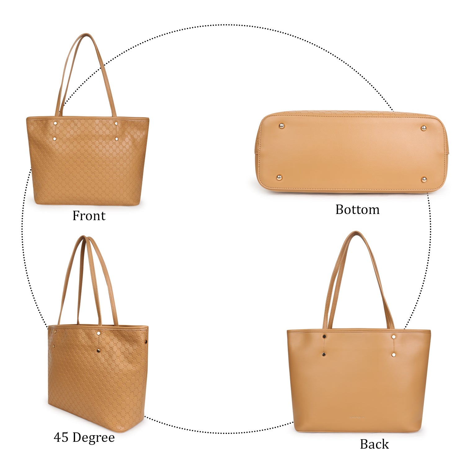 Magnolia Gia Medium Tote Bag Tan Brown