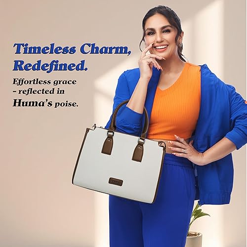 Magnolia® Premium Faux Leather Handbag – 10L Spacious Everyday & Office Bag Beige