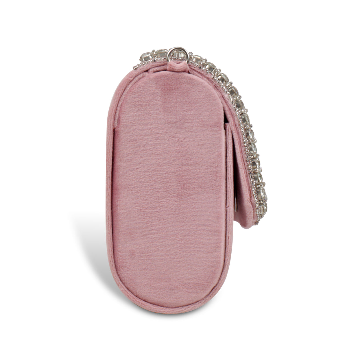 Magnolia Pink Velvet Embellished Women Clutch