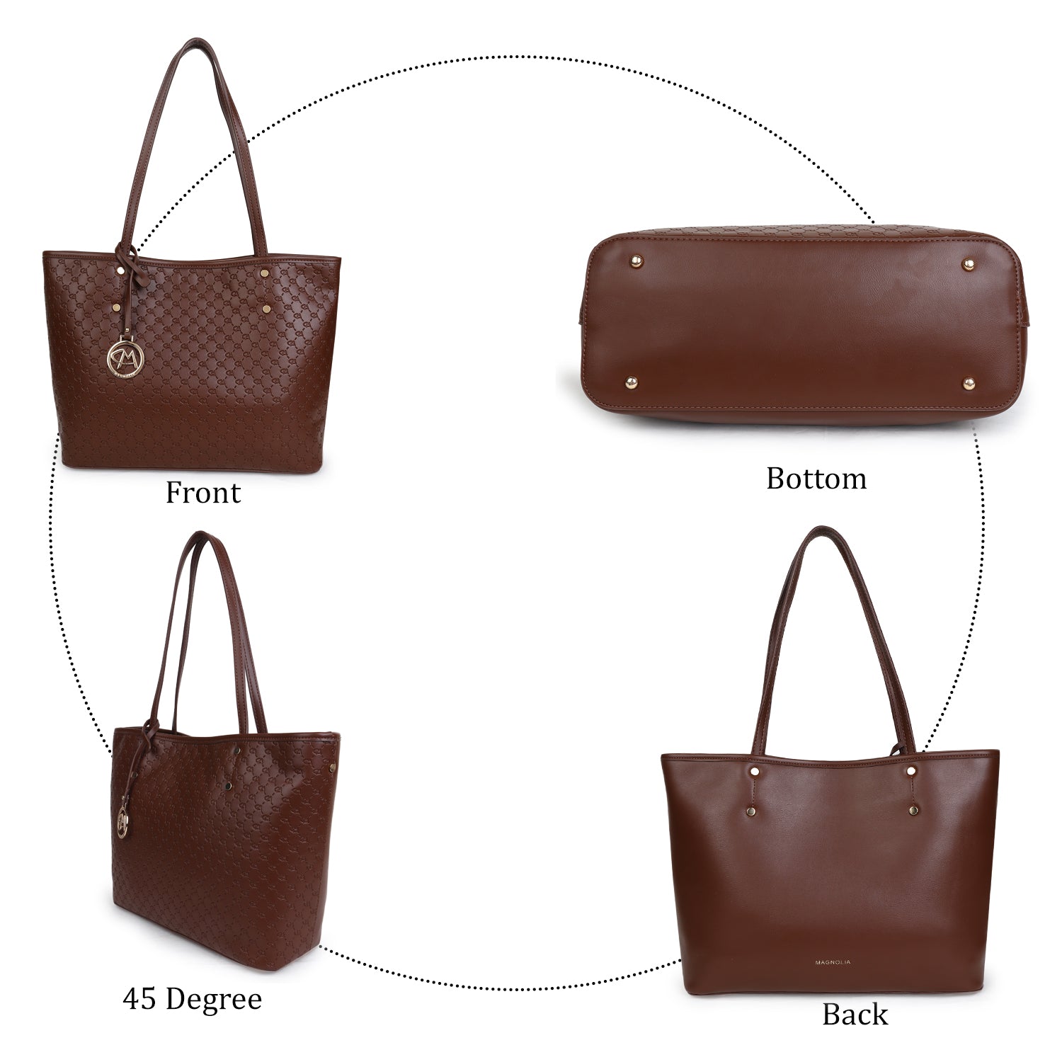 Magnolia Gia Medium Tote Bag Dark Brown