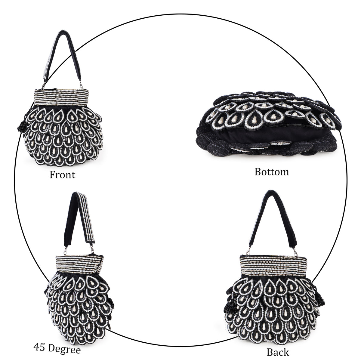 Magnolia Black Velvet Embellished Men Potli