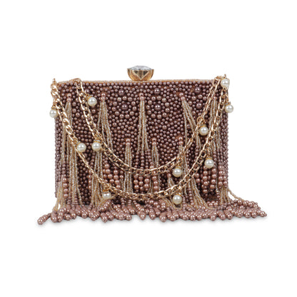 Magnolia Copper Velvet Embellished Women Clutch