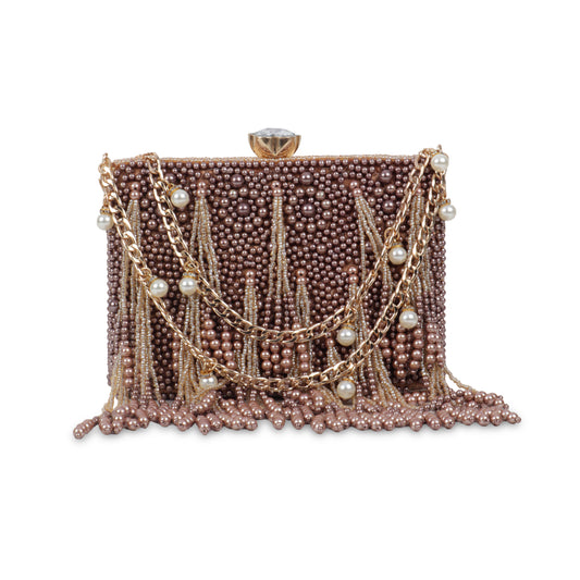 Magnolia Copper Velvet Embellished Women Clutch