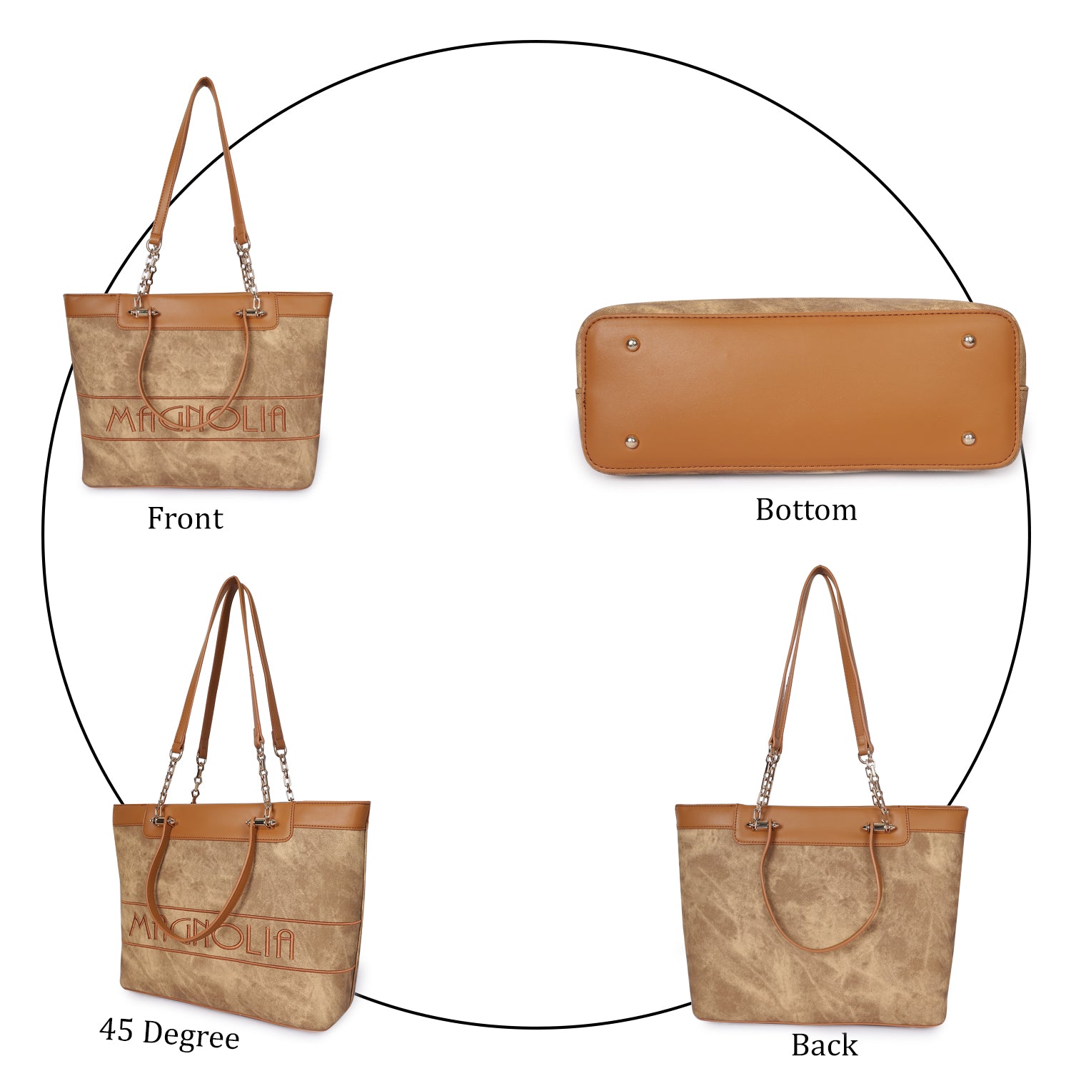 Magnolia Duo Tote Bag Caramel Brown