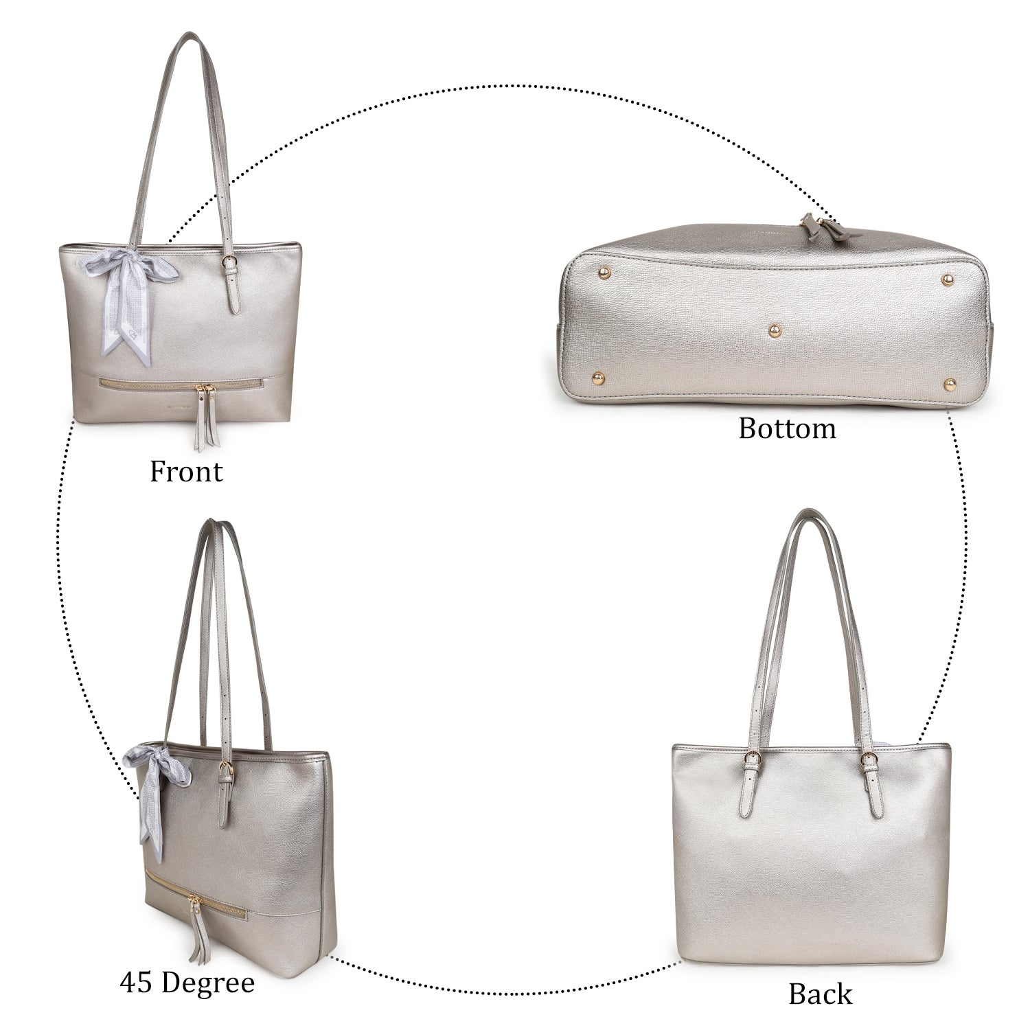 Magnolia Bruna Medium Tote Bag Silver