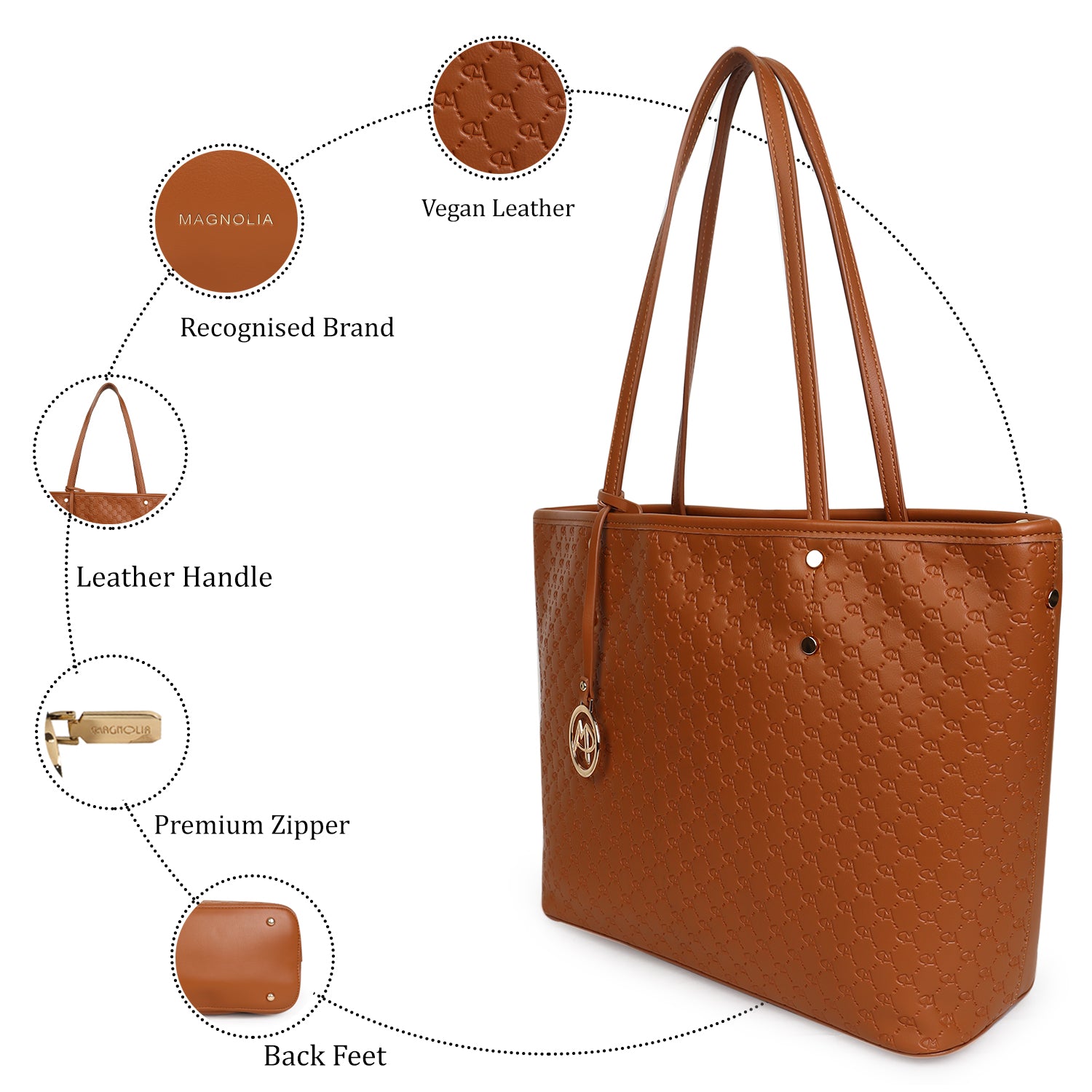 Magnolia Gia Medium Tote Bag Brown