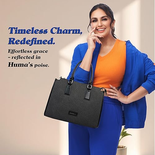 Magnolia® Premium Faux Leather Handbag – 10L Spacious Everyday & Office Bag | Black