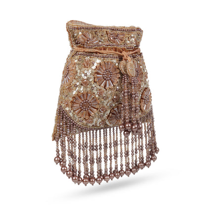 Magnolia Brown Velvet Embellished Women Potli