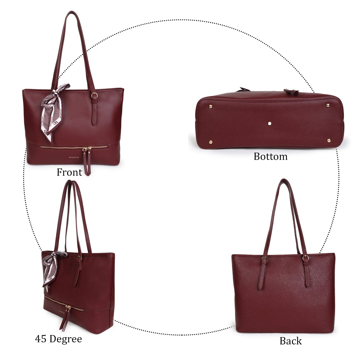 Magnolia Bruna Medium Tote Bag Maroon