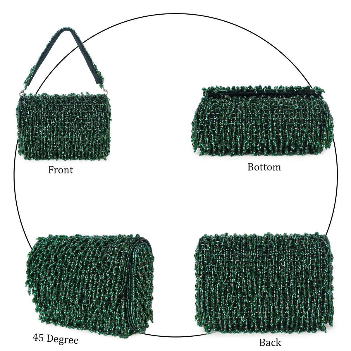 Magnolia Green Velvet Embellished Women Clutch