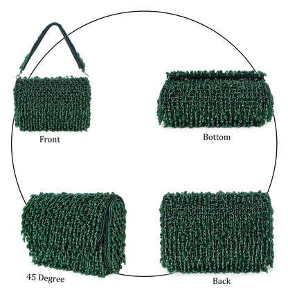 Magnolia Green Velvet Embellished Women Clutch