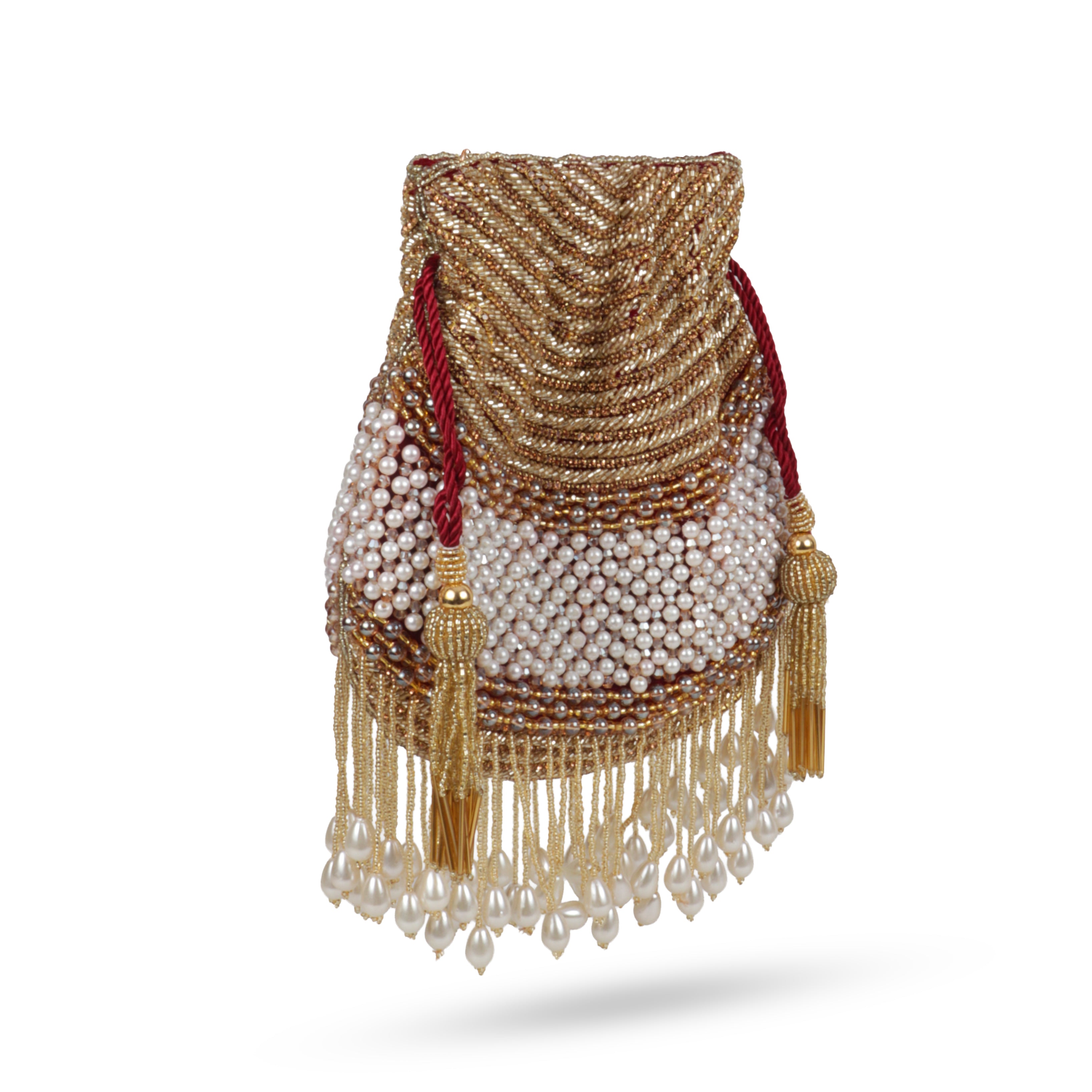 Magnolia Luxe Gold Bridal & Party Clutch with Pearl & Beaded Tassels