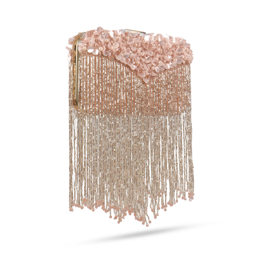 Magnolia Pink Velvet Embellished Women Clutch
