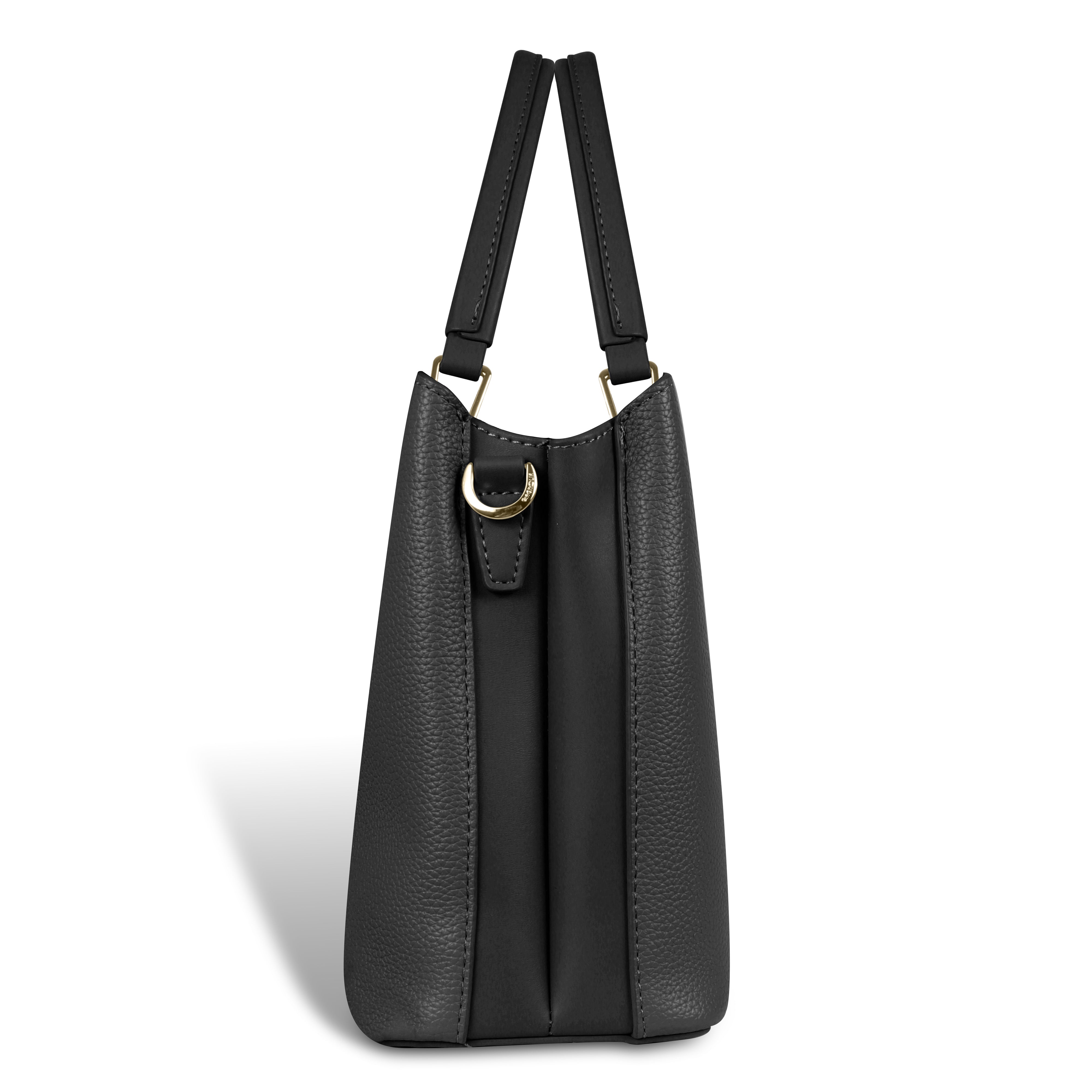 Magnolia Elegant Textured Handbag with Scarf Chain Handle – Black – Small Structured PU Leather Bag
