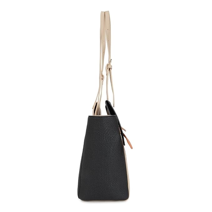 Magnolia PU Leather Women Black Tote Bag