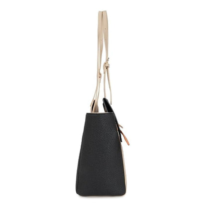 Magnolia PU Leather Women Black Tote Bag