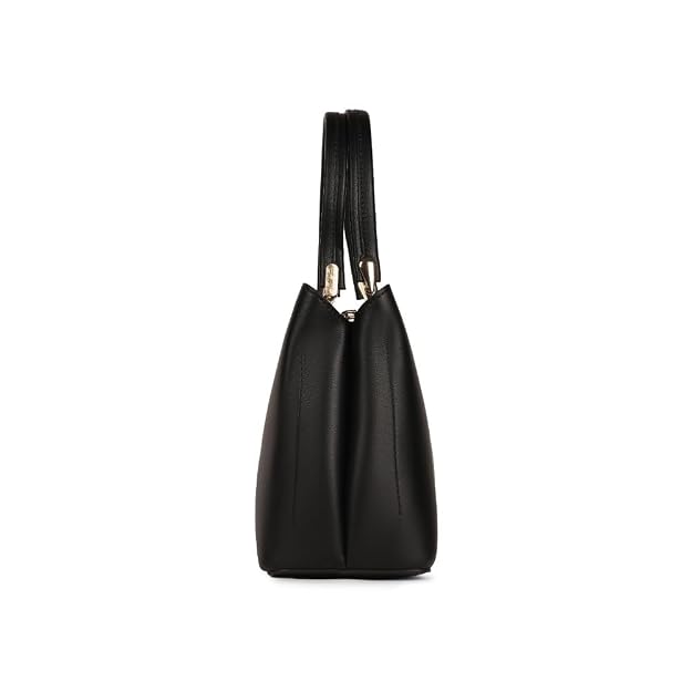 Magnolia Black PU Leather Embroidered One Size Women Tote