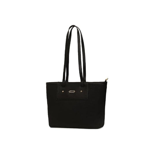 Magnolia Black PU Leather Textured One Size Women Tote