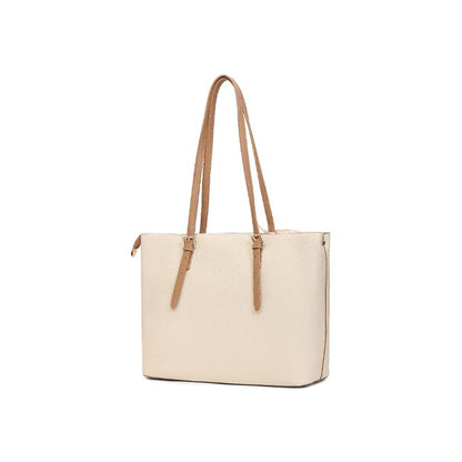 Magnolia White Solid One Size PU Leather Tote