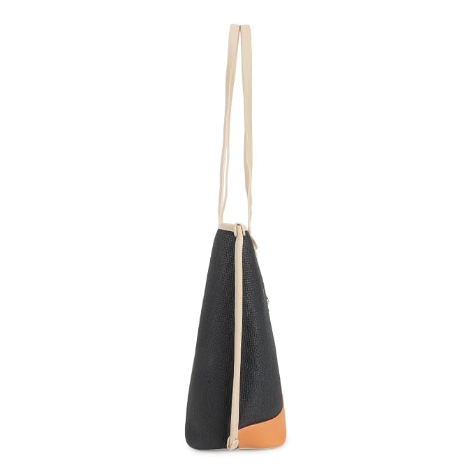 Magnolia PU Leather Women Black Tote Bag