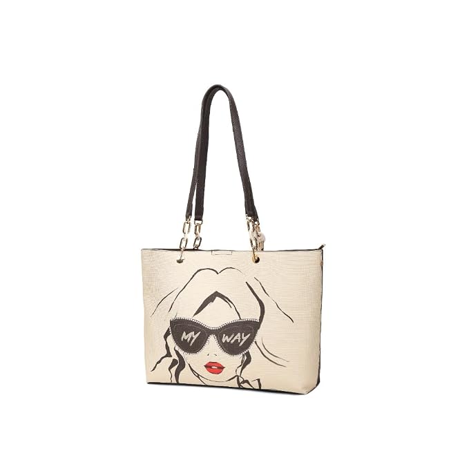 Magnolia Grey PU Leather Printed One Size Women Tote