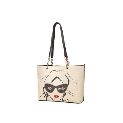 Magnolia Grey PU Leather Printed One Size Women Tote