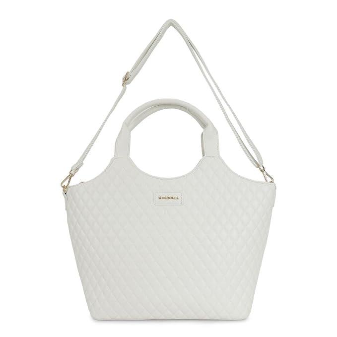 Magnolia PU Leather Women White Tote Bag