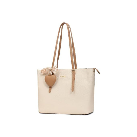 Magnolia White Solid One Size PU Leather Tote
