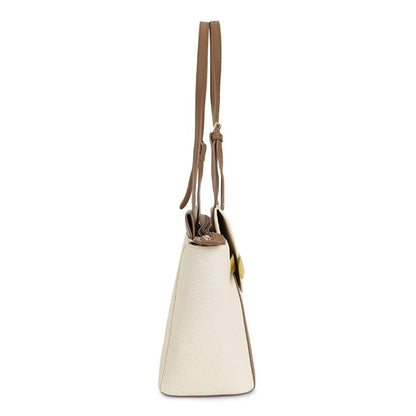 Magnolia PU Leather Women Ivory Tote Bag