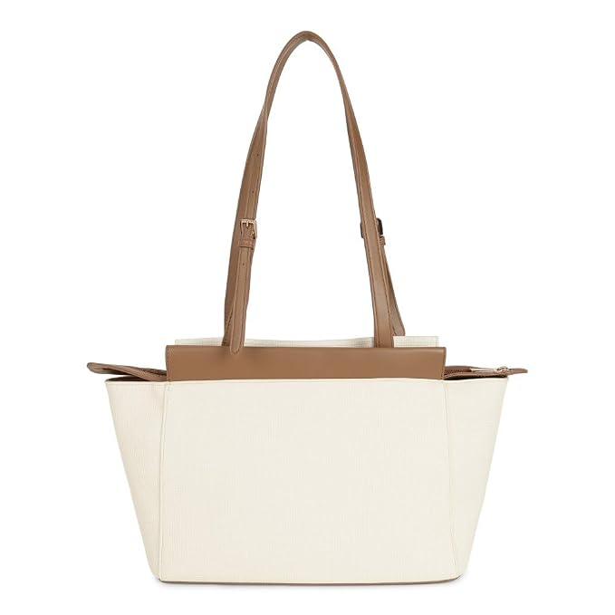 Magnolia PU Leather Women Ivory Tote Bag