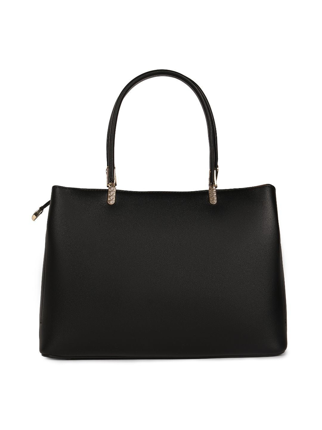 Magnolia Black PU Leather Embroidered One Size Women Tote