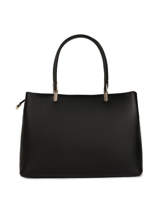 Magnolia Black PU Leather Embroidered One Size Women Tote