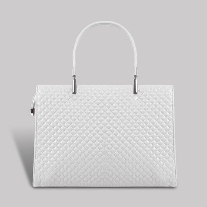 Magnolia White Quilted Faux Leather Handbag for Women | 10.5L Stylish Everyday & Office Use Bag with Long Strap
