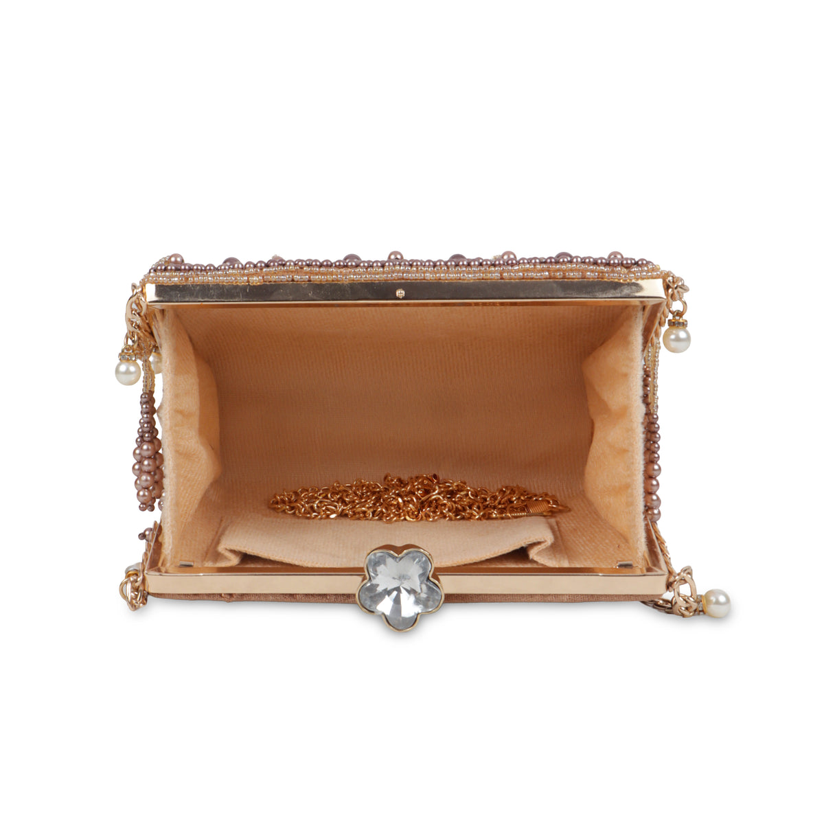 Magnolia Copper Velvet Embellished Women Clutch