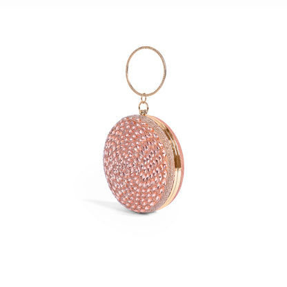 Magnolia Pink Jute Embellished Women Clutch