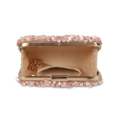 Magnolia Pink Velvet Embellished Women Clutch