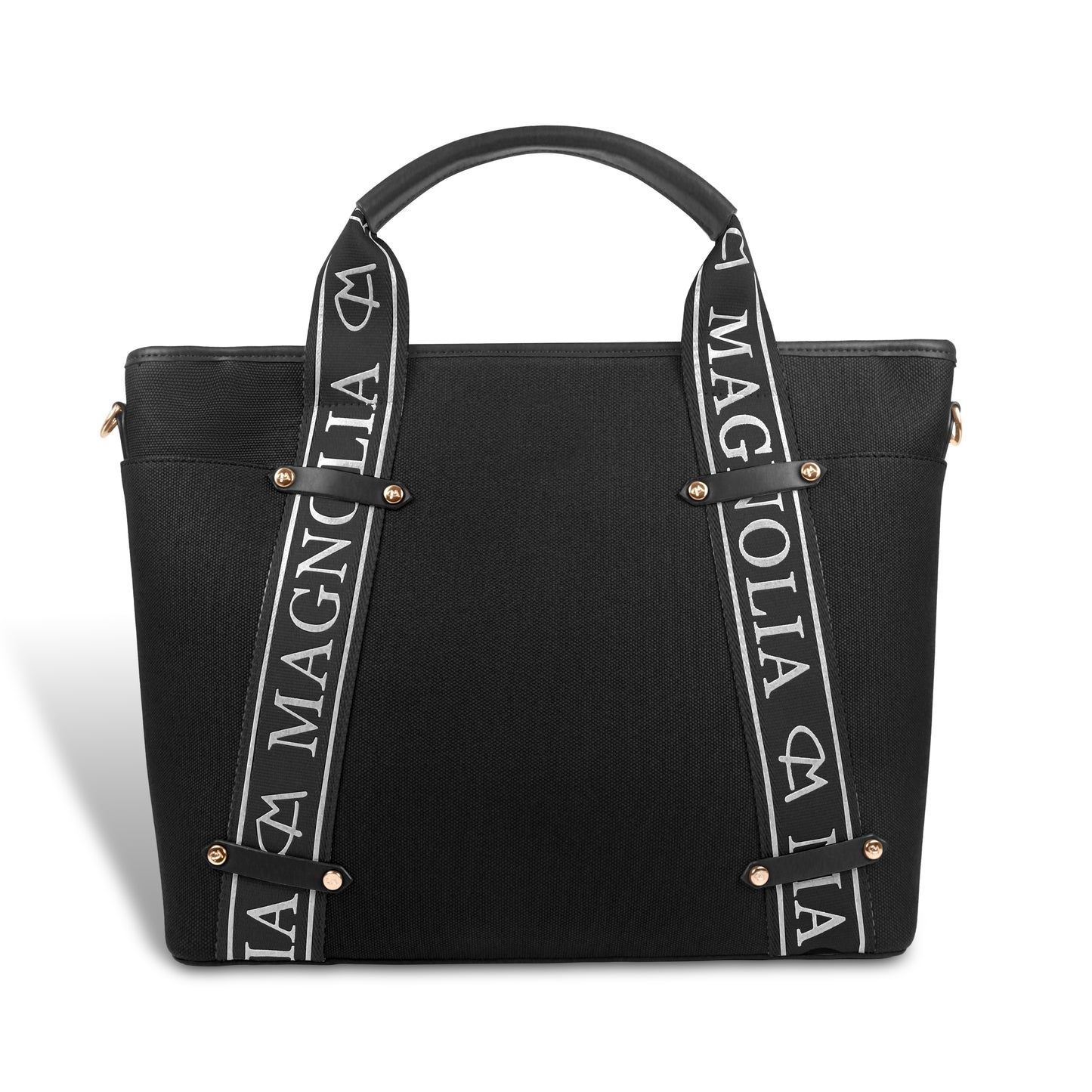 Magnolia® Vegan Leather Black Handbag – 15L Spacious Tote for Everyday & Work Use