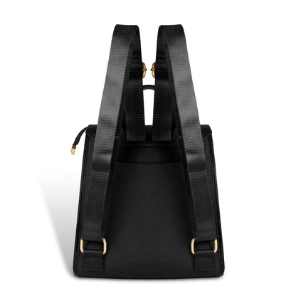 Magnolia Black Vegan Leather Backpack for Women | 10.5L Stylish Casual Daypack with Long Strap