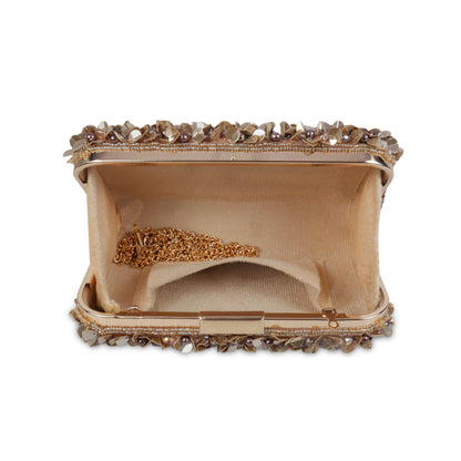 Magnolia Copper Velvet Embellished Women Clutch