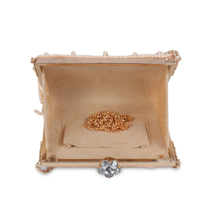Magnolia Peach Velvet Embellished Women Clutch