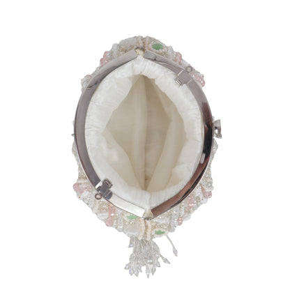 Magnolia White Velvet Embellished Women Clutch