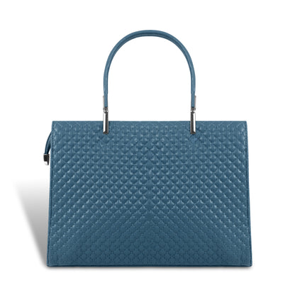 Magnolia Blue Quilted Faux Leather Handbag for Women | 10.5L Stylish Everyday & Office Use Bag with Long Strap