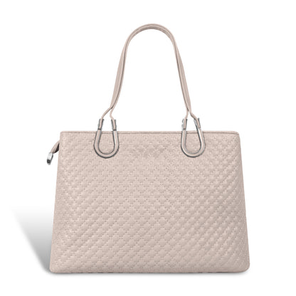 Magnolia Dusty Rose Quilted Faux Leather Handbag for Women | 10.5L Elegant Everyday & Office Shoulder Bag