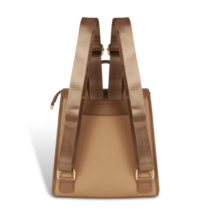 Magnolia Tan Vegan Leather Backpack for Women | 10.5L Stylish Casual Daypack with Long Strap