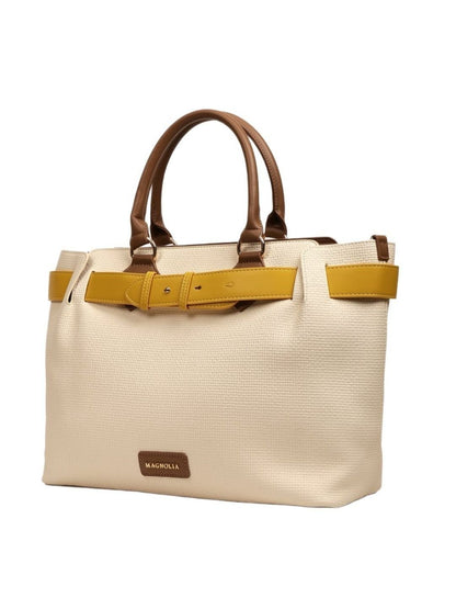 Magnolia PU Leather Women Ivory Tote Bag