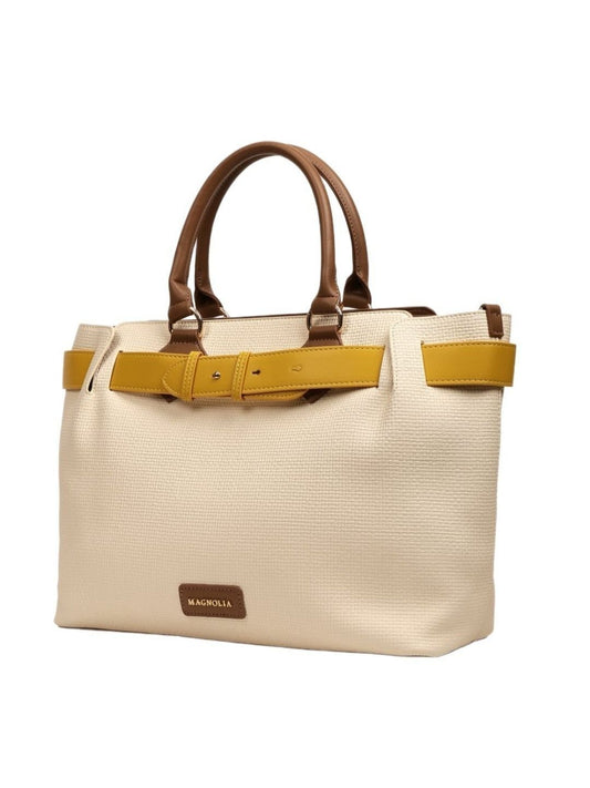Magnolia PU Leather Women Ivory Tote Bag