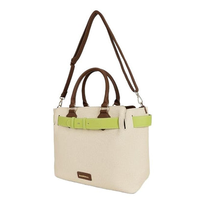 Magnolia PU Leather Women Beige Tote Bag